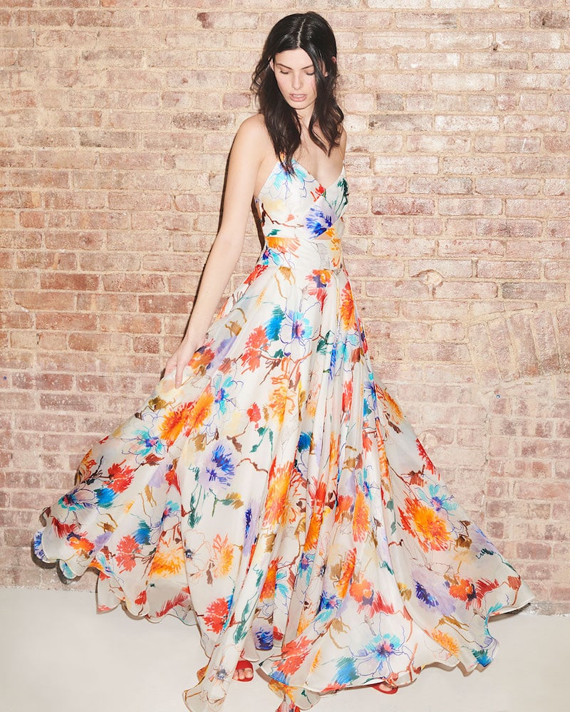 Milly Alana Floral-Print Silk Gazar Gown
