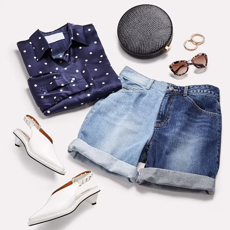 SJYP Side Two Tone Denim Shorts