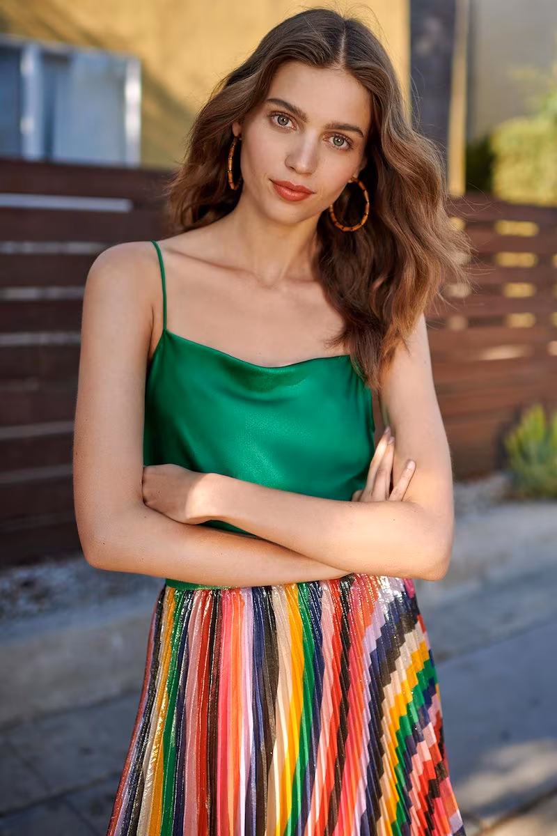 alice + olivia Harmon Drapey Slip Tank