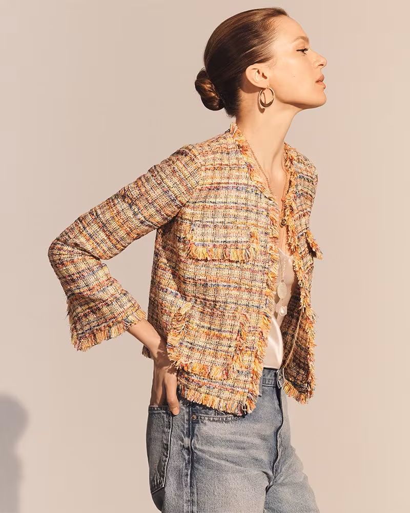 Barneys New York Frayed-Edge Tweed Jacket