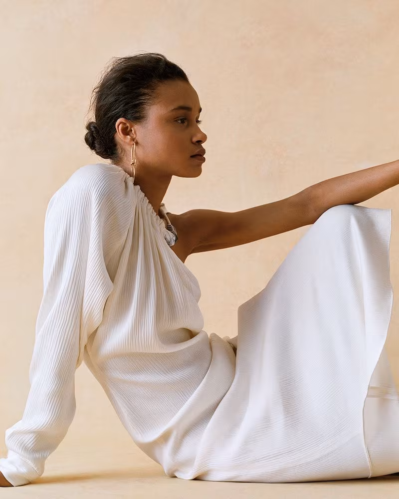 Gabriela Hearst Simpson One-Shoulder Silk Dress
