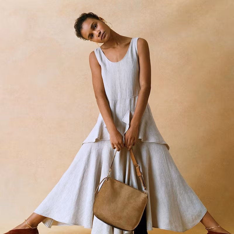 Isa Arfen Scoop-Neck Linen Dress