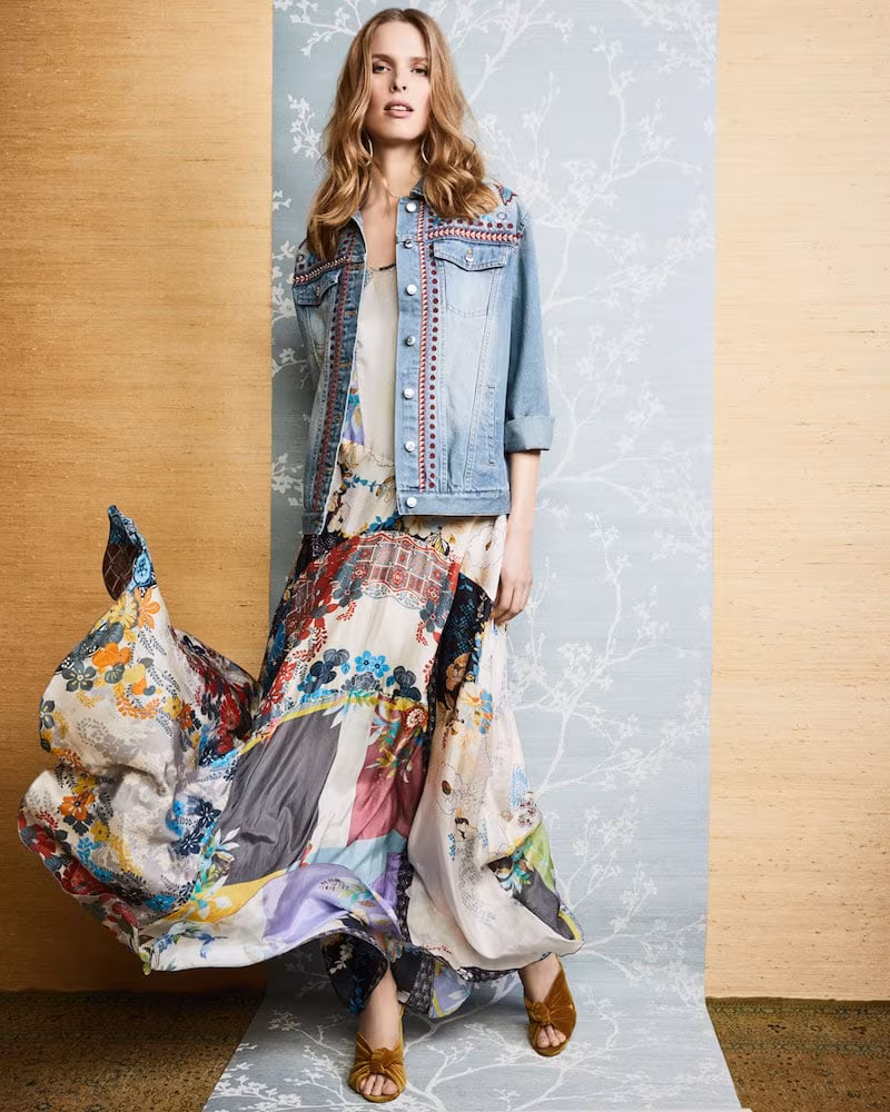 Johnny Was Patchwork Cotton Voile Maxi Dress