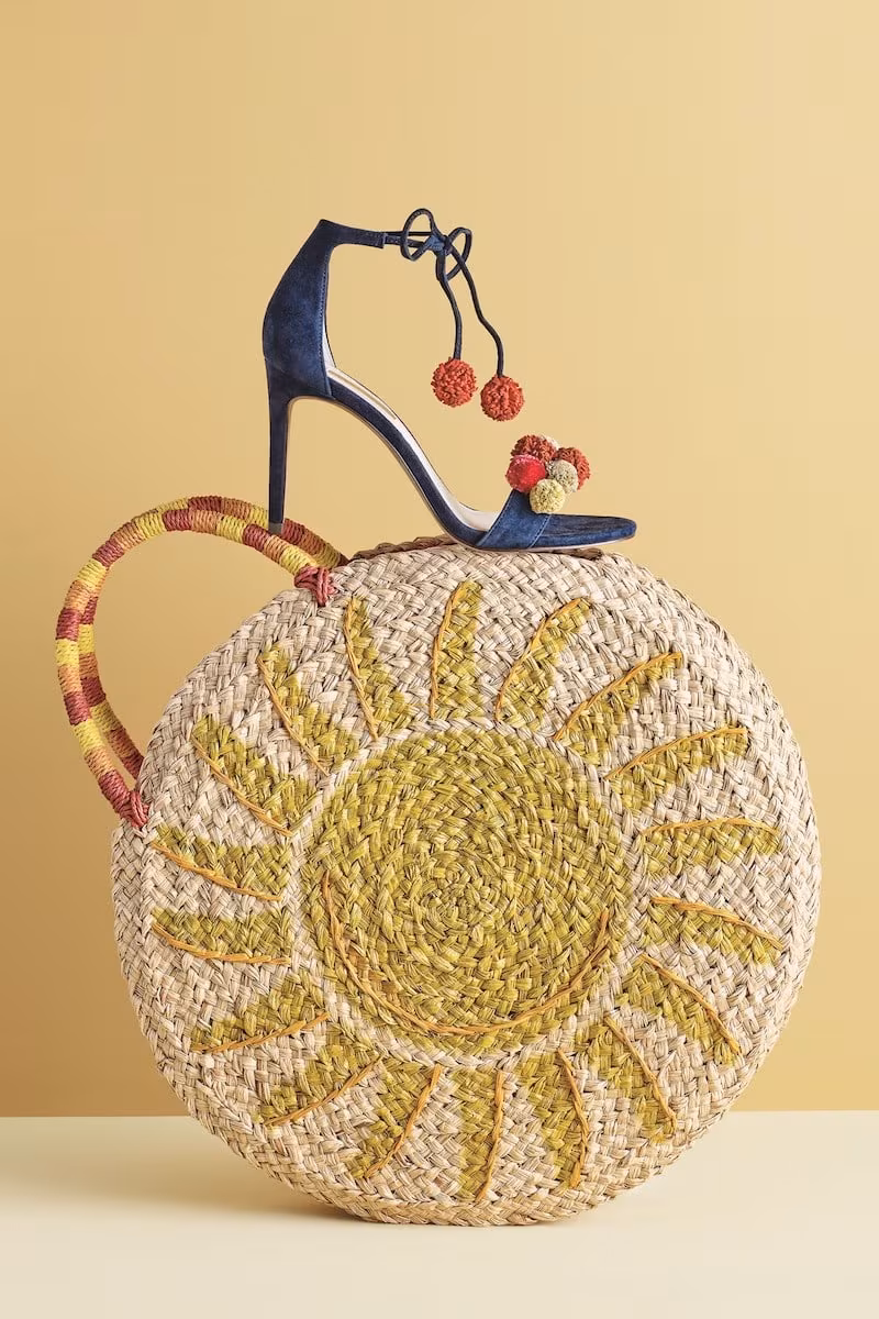 Nordstrom Shine Raffia Circular Tote