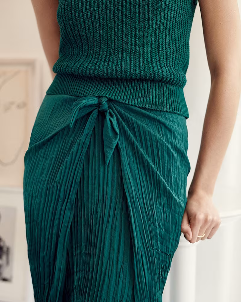 Vince Pleated Tie Front Skirt