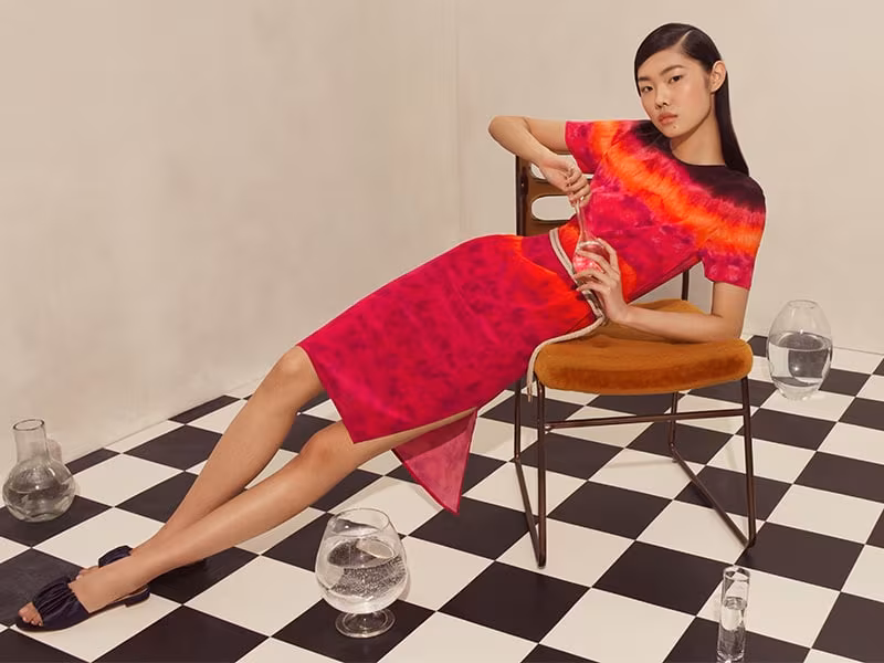 Altuzarra Tie-Dyed Silk Midi-Dress Red