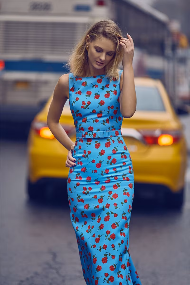 Michael Kors Collection Floral-Print Silk and Cotton-Blend Belted Dress