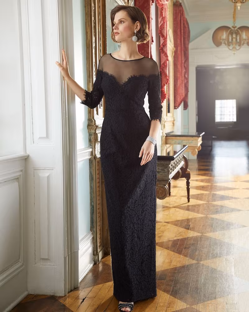 Rickie Freeman for Teri Jon Lace Illusion Column Gown
