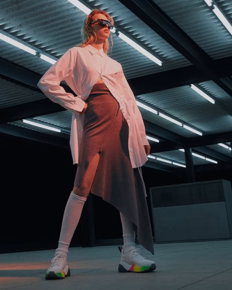 Stella McCartney Grey Wool Asymmetric Skirt