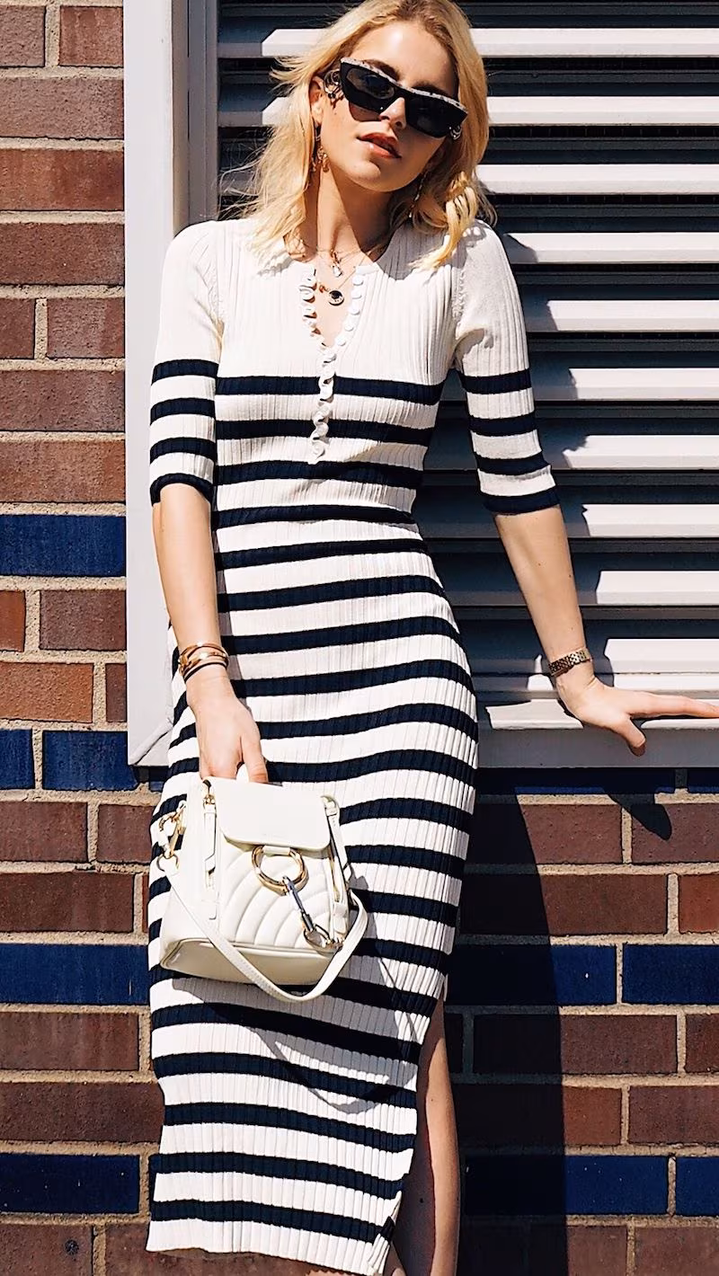 Altuzarra Sunday Striped Ribbed Stretch-Knit Midi Dress