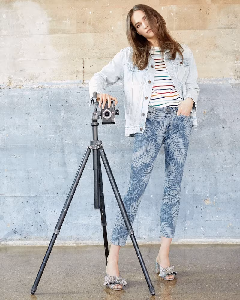 Current/Elliott The Stiletto Palm-Print Skinny Jeans