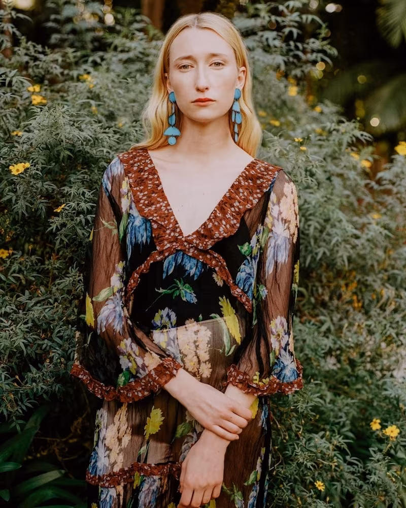 Ganni Louvre Chiffon Maxi Dress