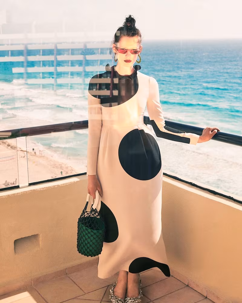 Valentino Polka Dot-Print Crepe Dress