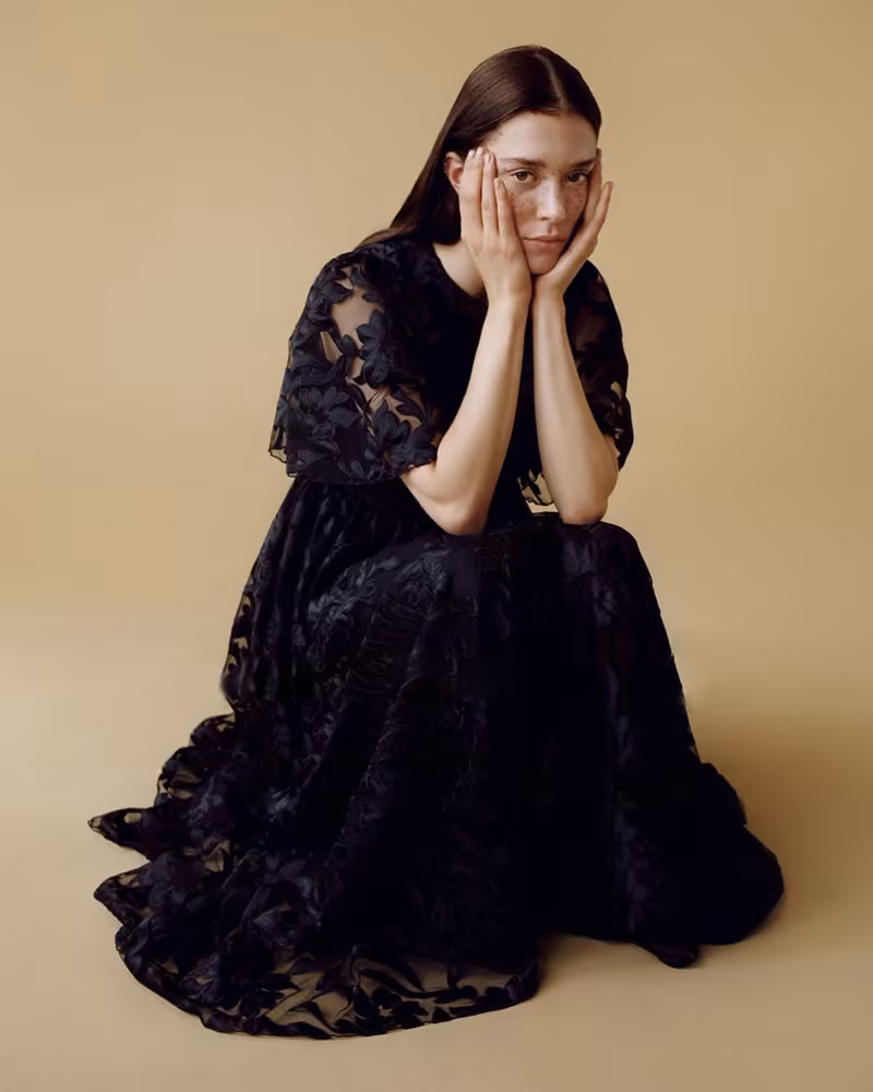 Co Floral-Embroidered Tulle Cocktail Dress