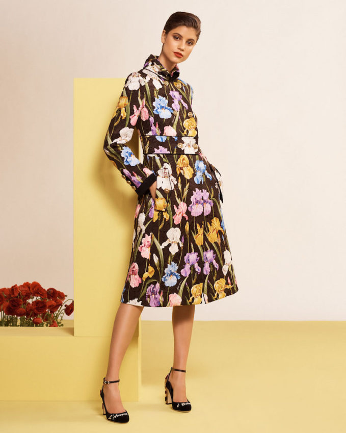 Dolce & Gabbana Iris-Print Brocade Coat