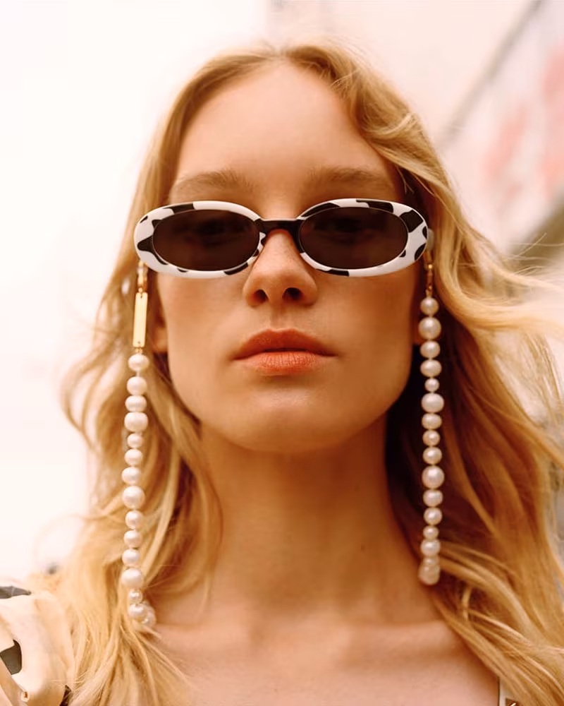 Le Specs Outta Love Safari-Print Oval-Frame Sunglasses