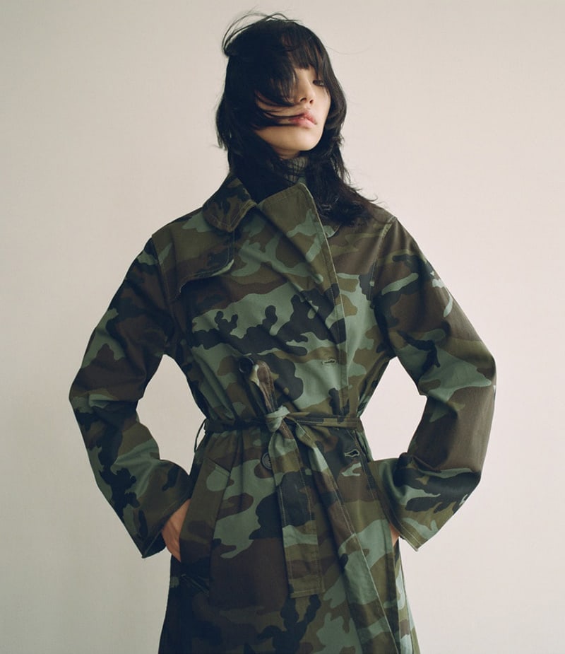 Nili Lotan Farrow Camouflage Cotton Trench Coat