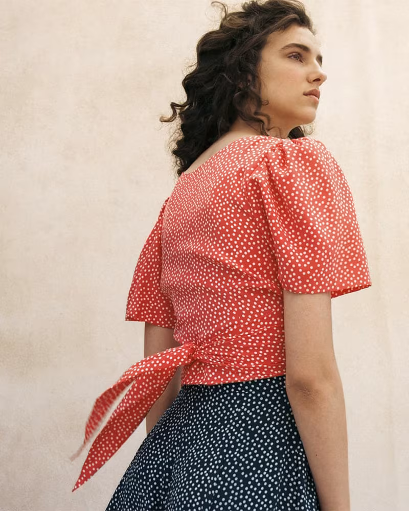 Rebecca de Ravenel Talitha Polka Dot Silk Blouse