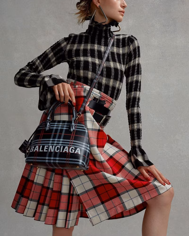 Balenciaga Ville S Check Leather Bag