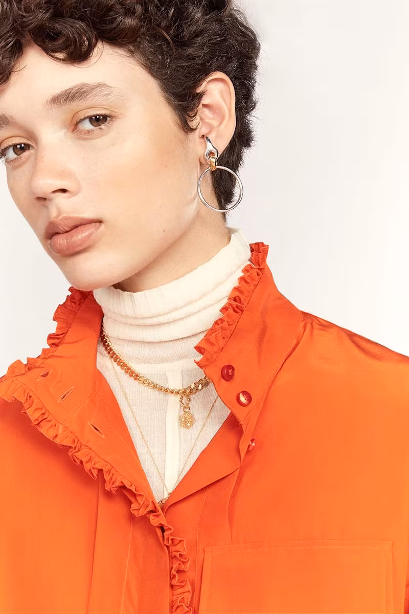Chloé High-Neck Silk Shirt