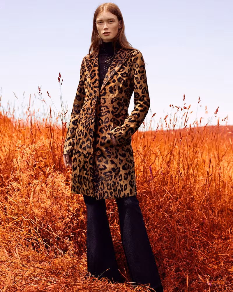Elie Tahari Angelina Leopard-Print Calf Hair Coat