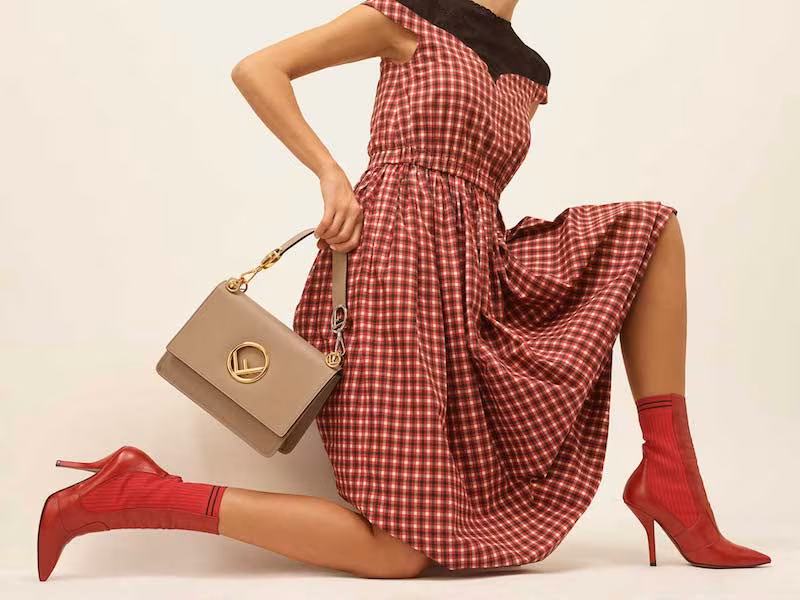 Fendi Leather and Ribbed-Knit Ankle Boots