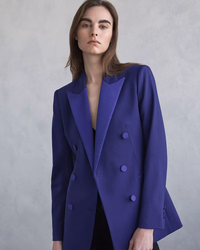 Theory Double-Breasted Wool Tuxedo Blazer