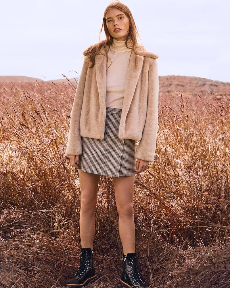 Theory Luxe Faux-Fur Portrait-Neck Jacket