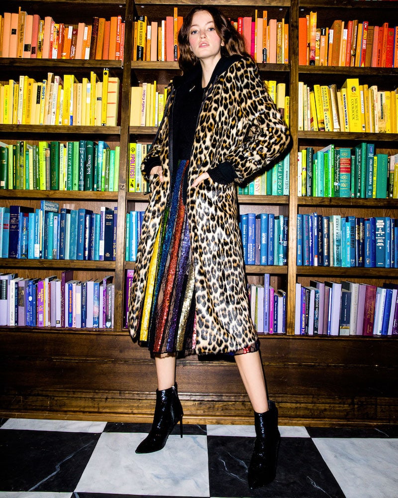 Alice + Olivia Kylie Hoodie Long Leopard Faux-Fur Coat