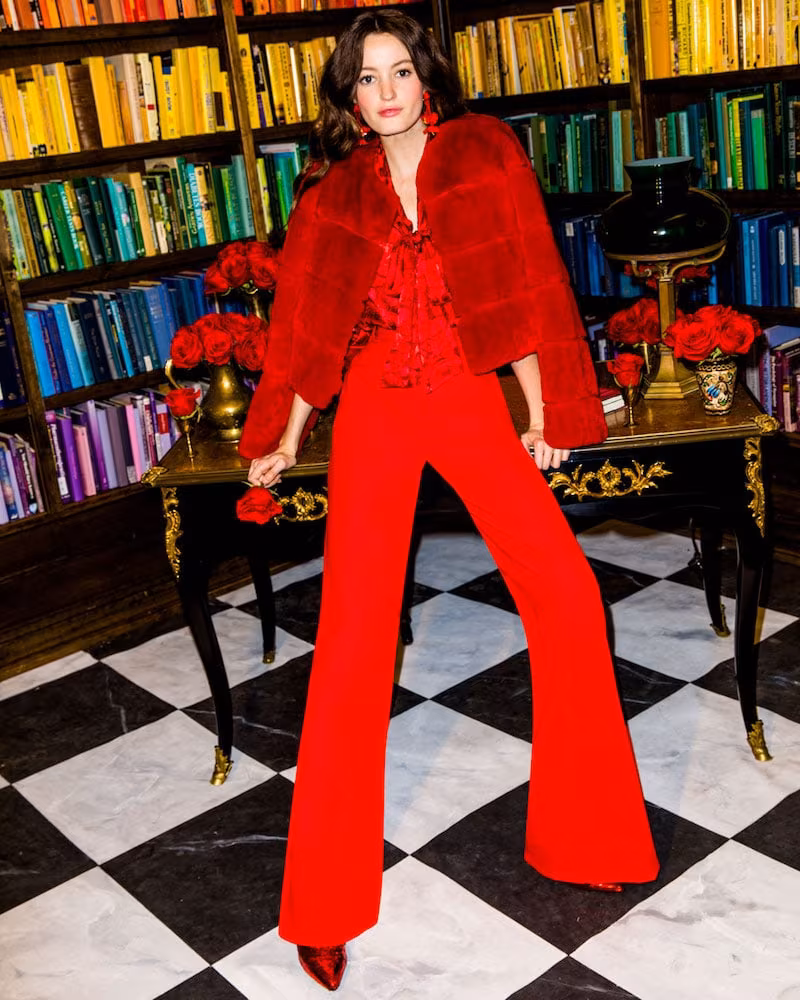 Alice + Olivia Theon Rabbit Fur Box Crop Coat