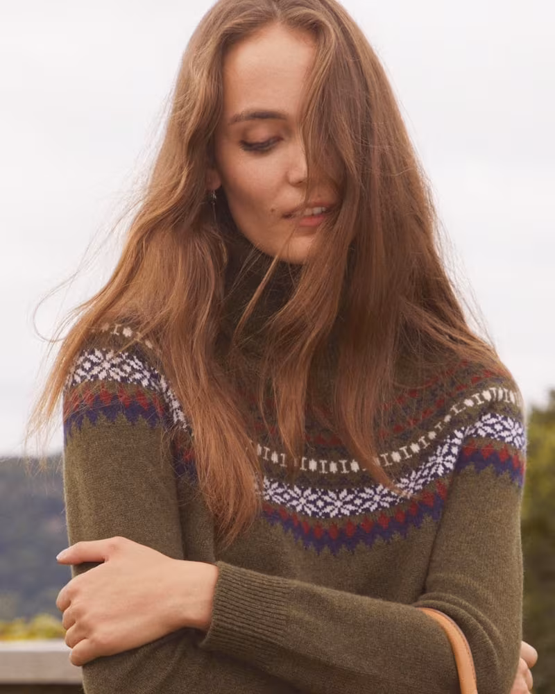 Barneys New York Fair Isle Cashmere Sweater