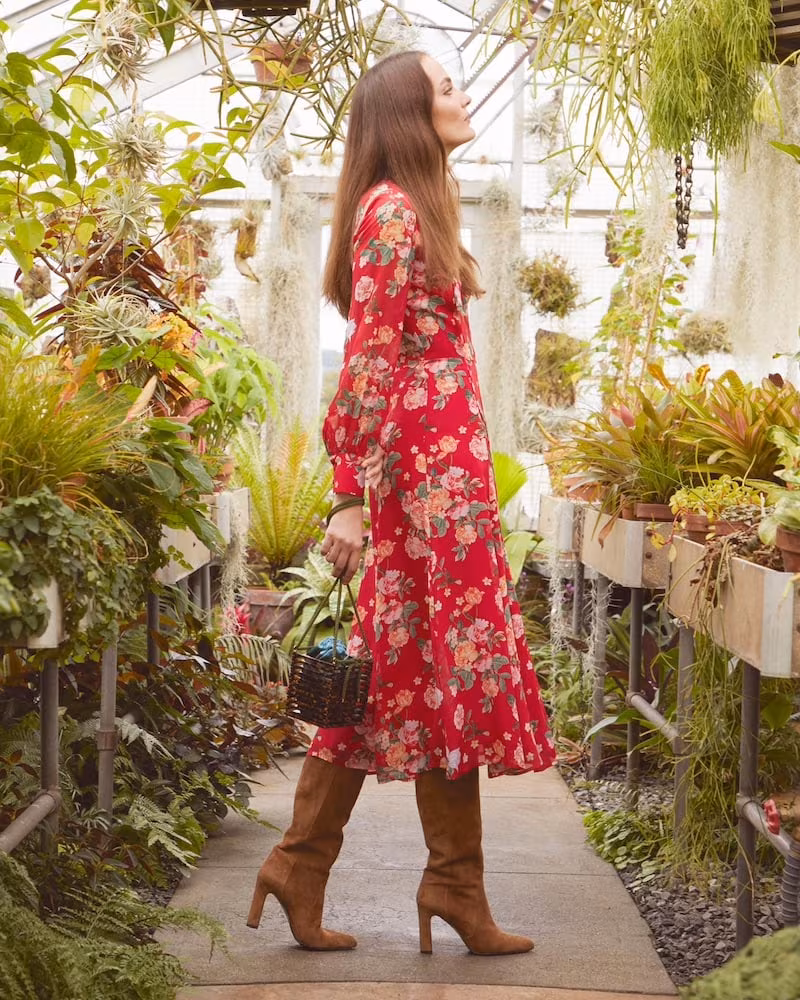 Barneys New York Floral Silk Chiffon Tieneck Maxi Dress