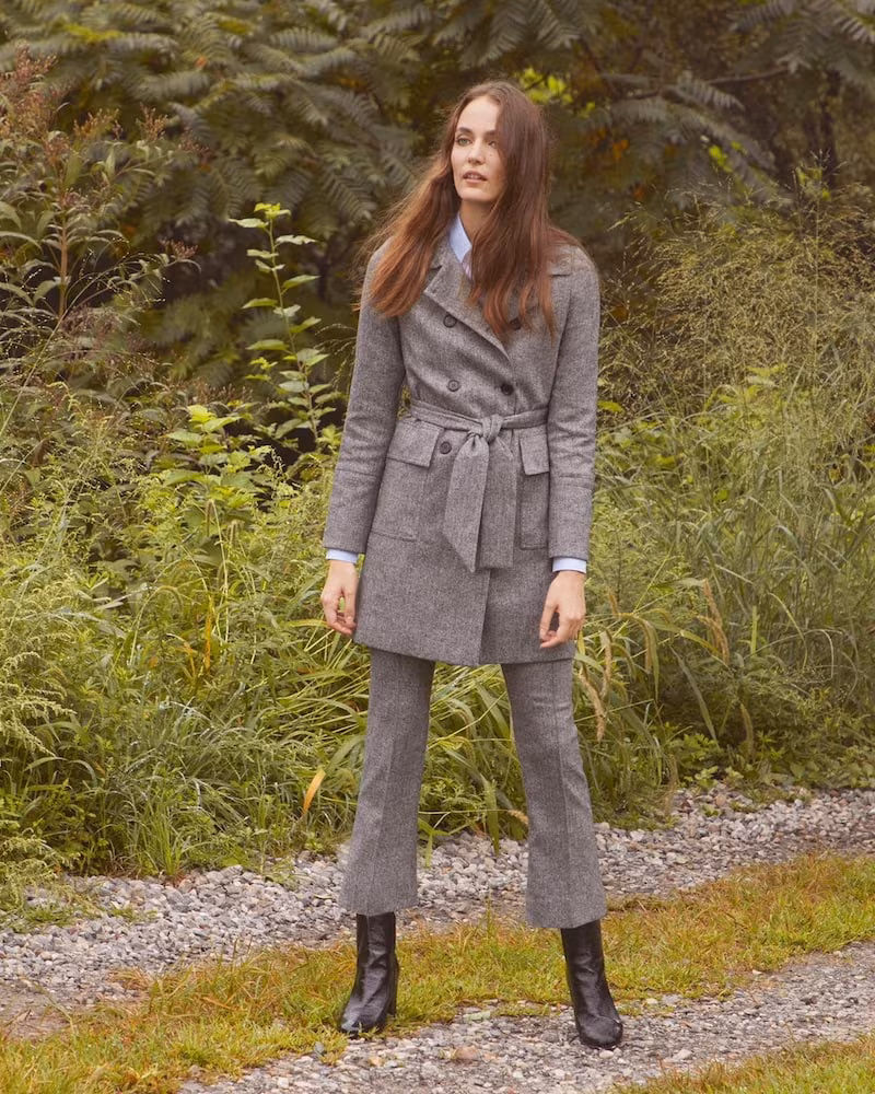 Barneys New York Herringbone Trench Coat