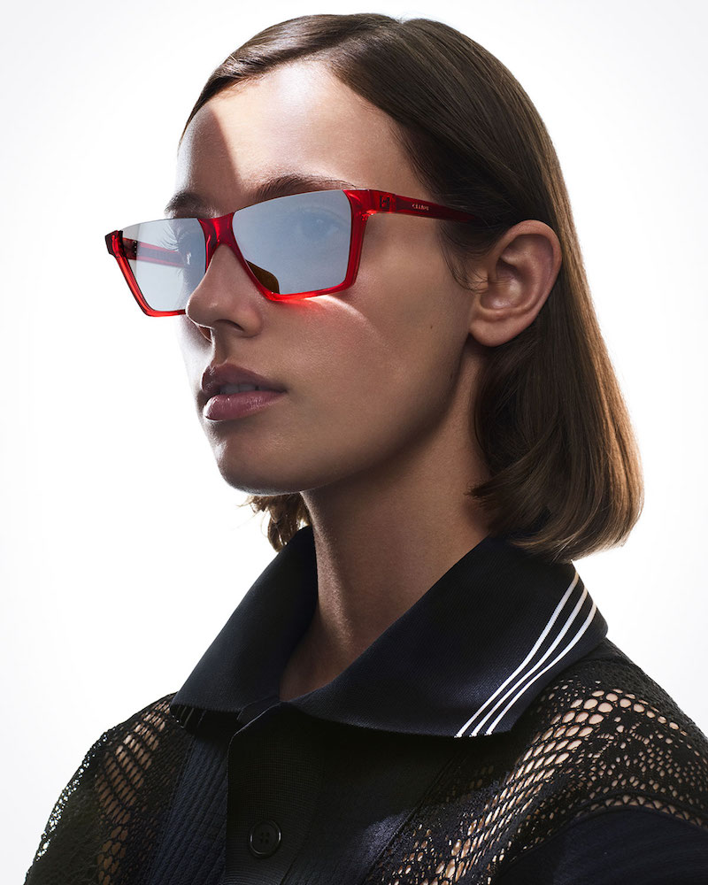 Celine Semi-Rimless Rectangular Mirrored Sunglasses
