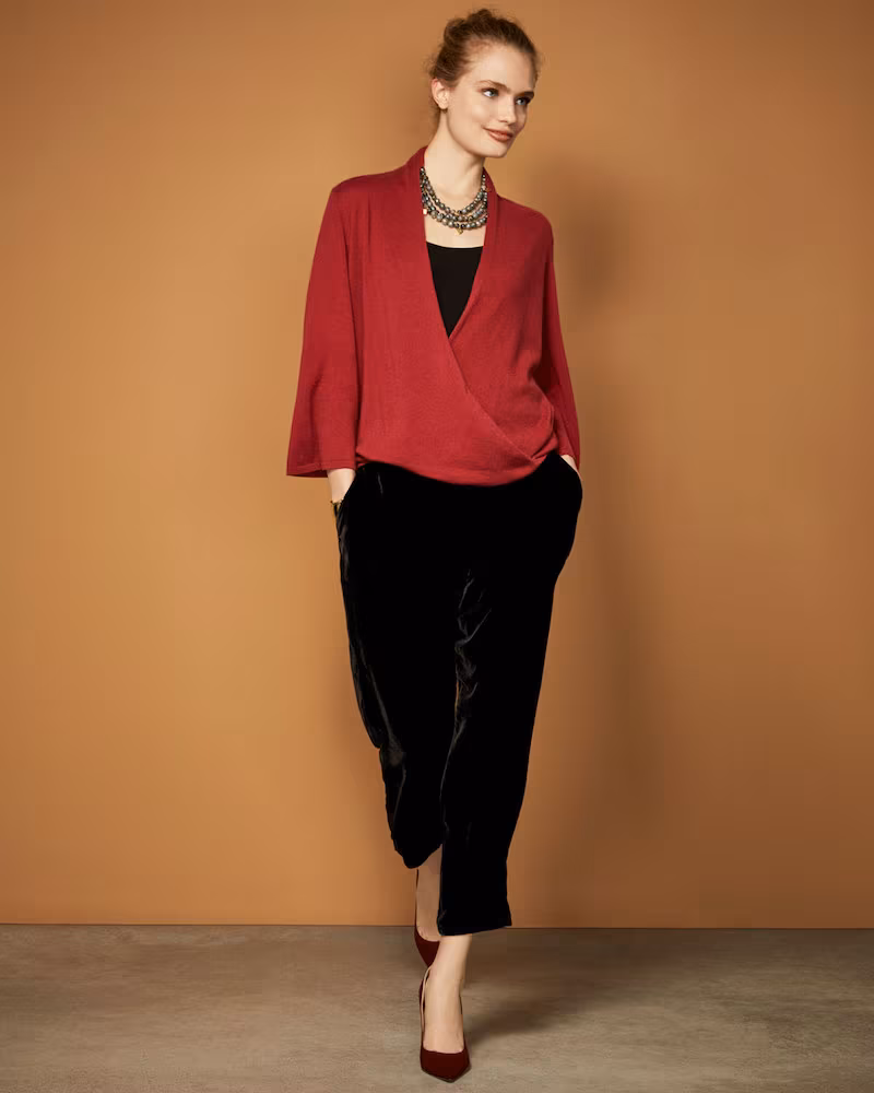 Eileen Fisher Cashmere Faux-Wrap Top
