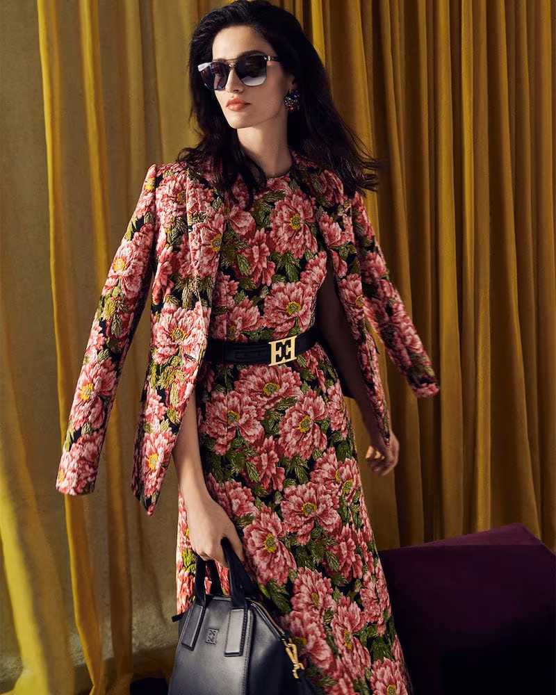 Escada Sleeveless Floral-Jacquard Fit-and-Flare Midi Day Dress