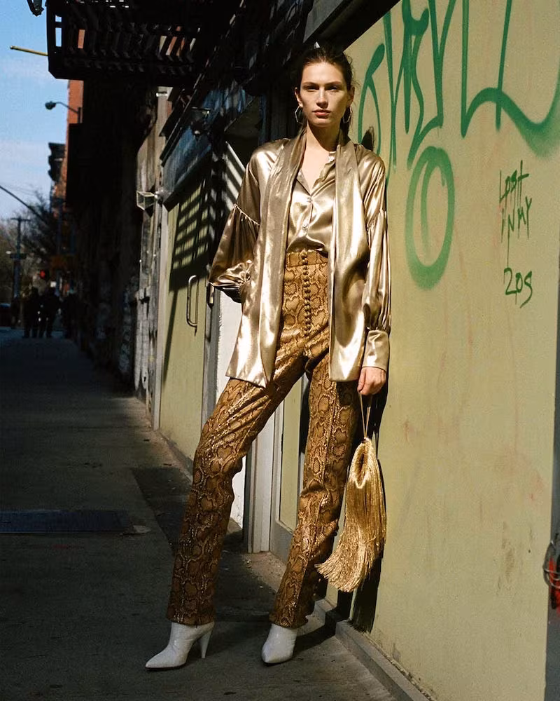 Hillier Bartley Balloon-Sleeve Silk Blouse