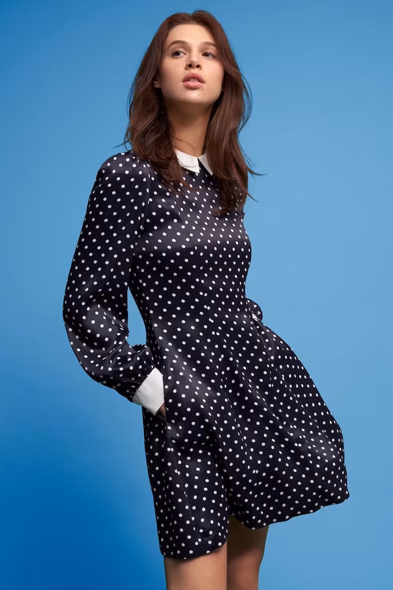 Lisa Perry Dot-Print Crepe Shift Dress