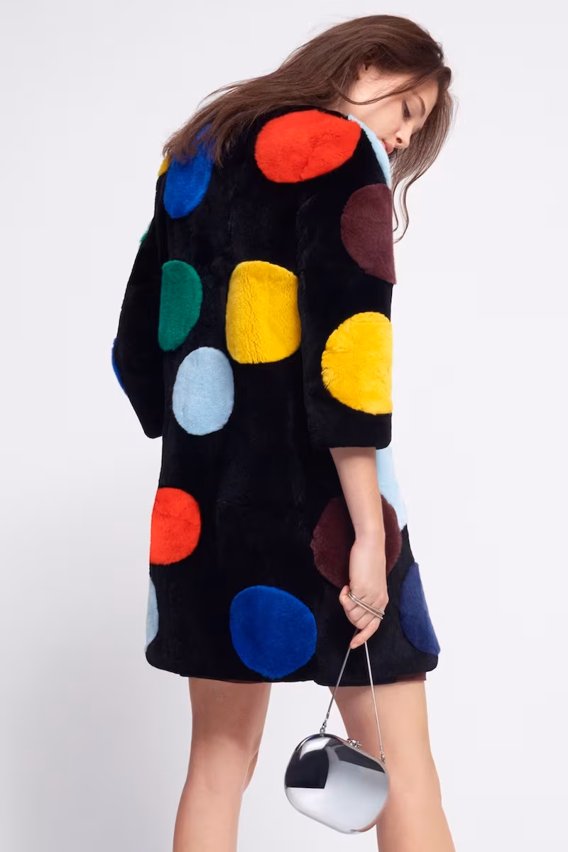 Lisa Perry Polka Dot Rabbit Fur Coat