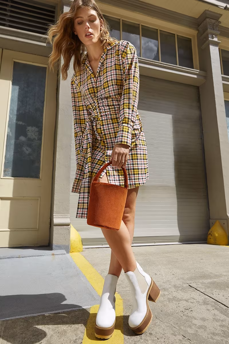 MSGM Plaid Shirt Dress
