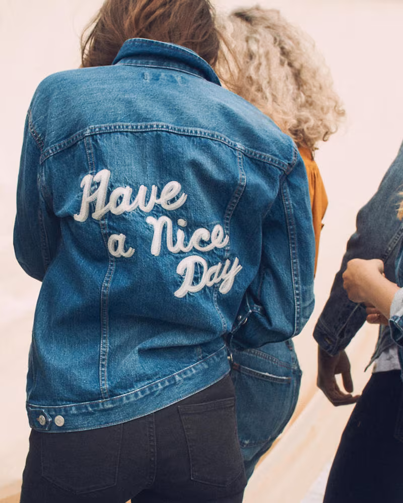 Madewell The Oversized Jean Jacket in Fellows Wash Embroidered Edition