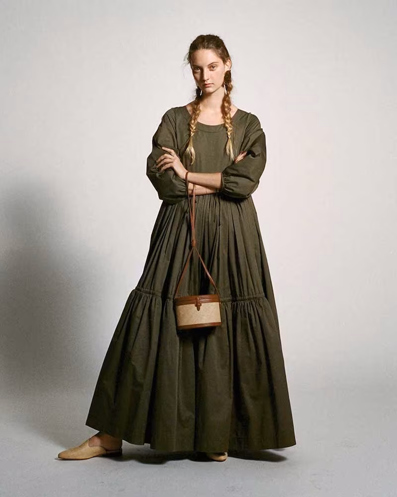 Molly Goddard Astrid Cotton-Twill Tiered Maxi Dress