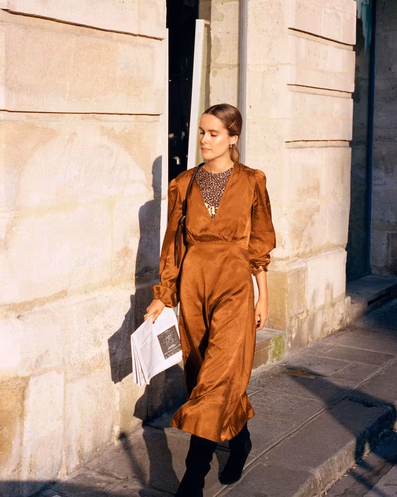 & Other Stories Jacquard Empire Midi Dress