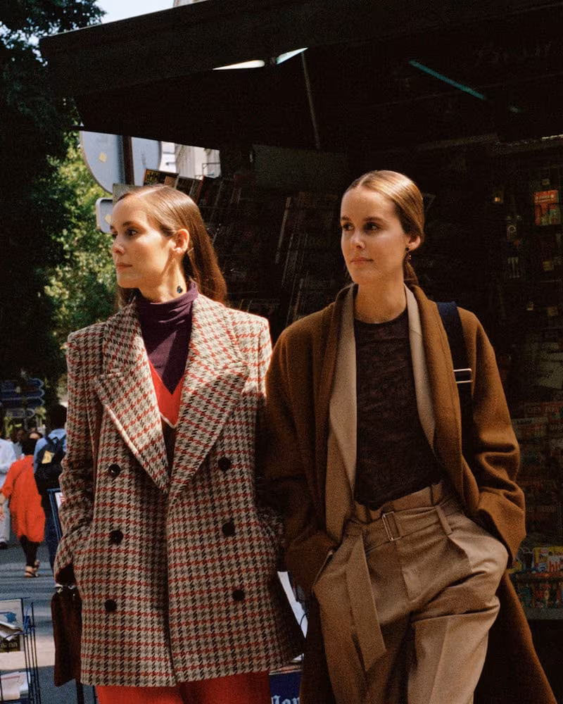 & Other Stories Wool Blend Houndstooth Coat