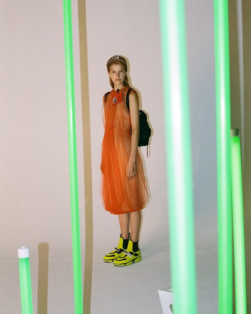 Prada Jersey and Tulle Sleeveless Dress