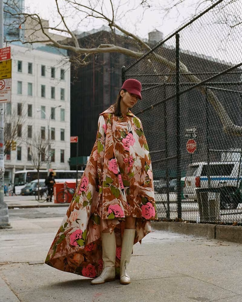 Richard Quinn Floral-Print Satin Coat
