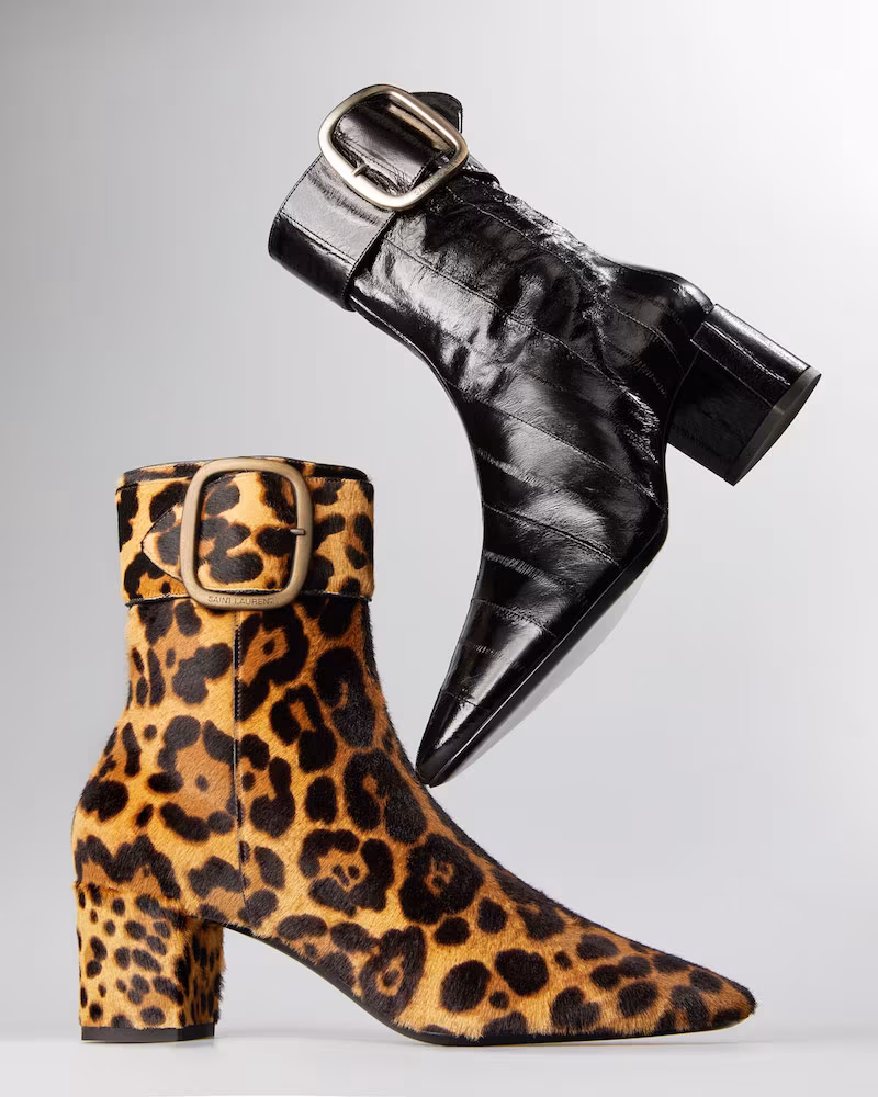 Saint Laurent Joplin Leopard-Print Fur Booties