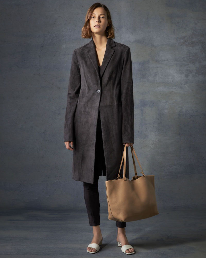 The ROW One-Button Lambskin Suede Long Coat