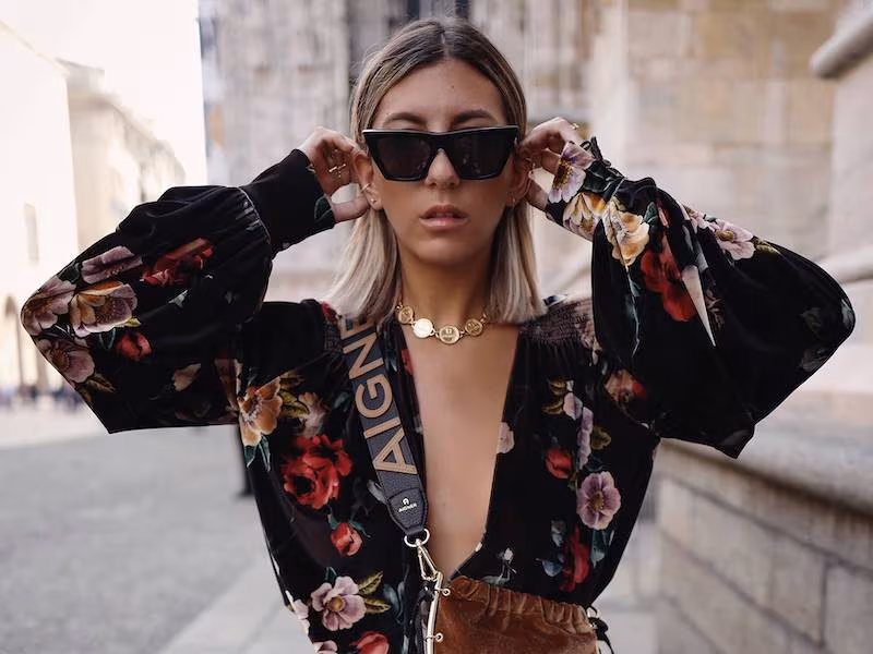 Attico Floral Printed Velvet Wrap Dress