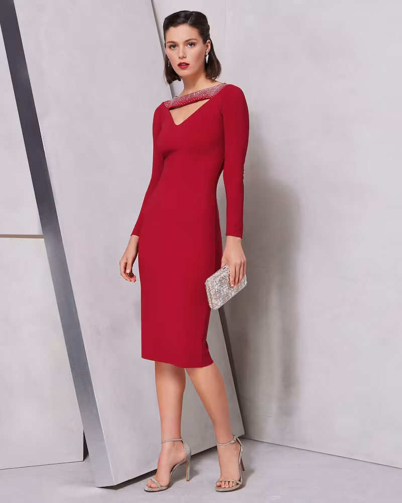 Chiara Boni La Petite Robe Cayetana V-Neck Cutout & Embellished Dress